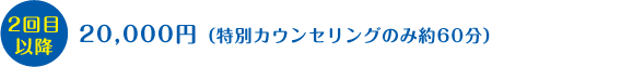 2回目以降:20,000円(特別カウンセリングのみ約60分)
