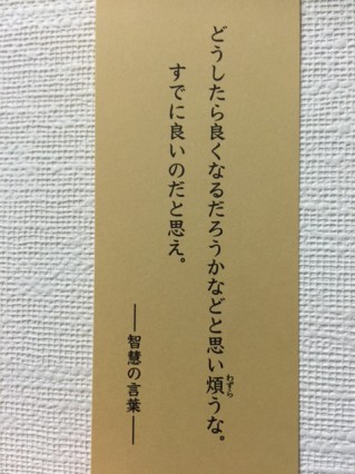 どうしたら良くなるだろうかなどと思い煩うな。 すでに良いのだと思え。